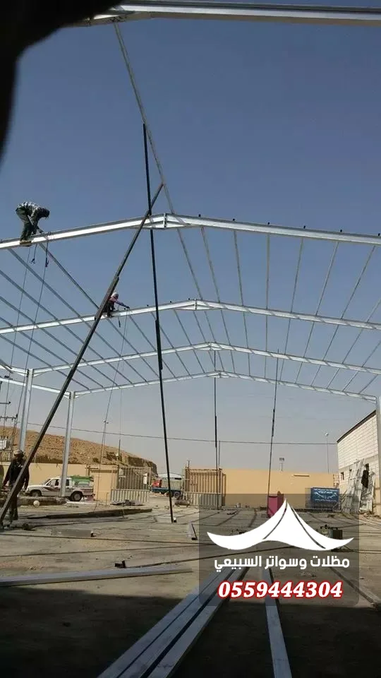 تركيب سقف هنجر بالرافعة